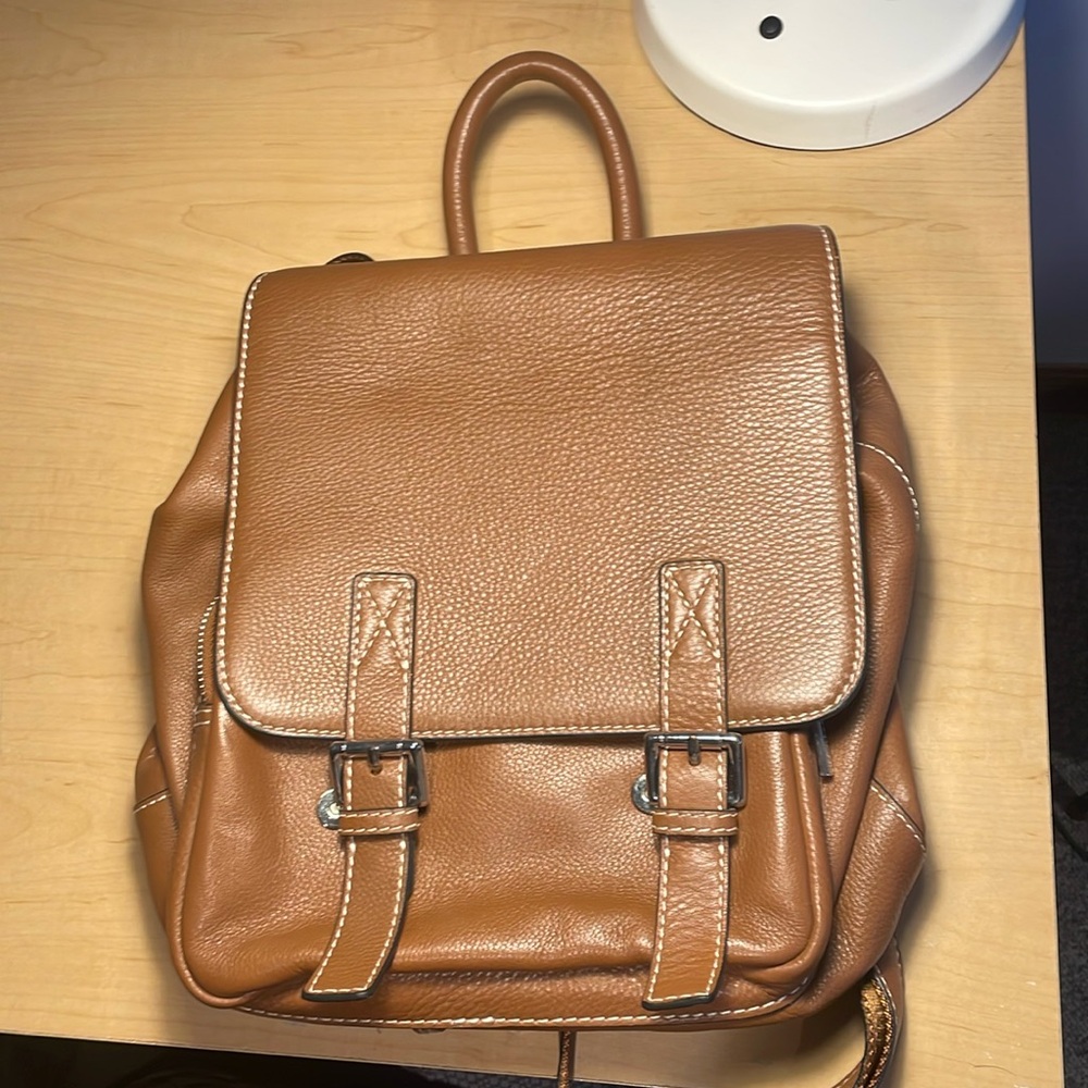 Danier brown leather backpack purse